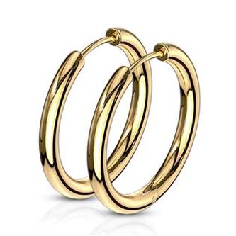 OPN1119G-21 Zlacené ocelové náušnice - kruhy 21 mm