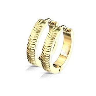 OPN1635-GD Zlacené ocelové náušnice s vroubky