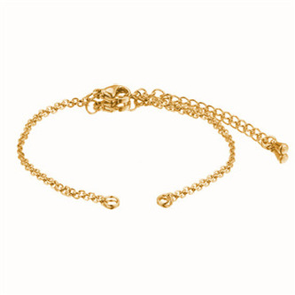 OK1206-GD Zlacený ocelový řetízek na výrobu náramku, délka 13+5 cm