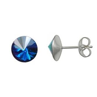 NZ003-BZ Ocelové náušnice 8mm, BLUE ZIRCON