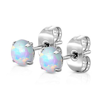 OPN1672-OP17-04 Ocelové náušnice s bílými opály 4 mm