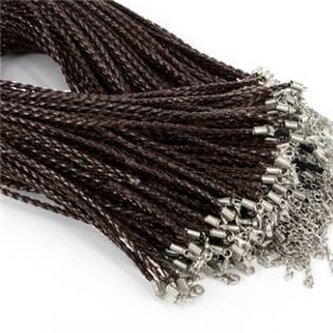 LR1132 Splétaná koženková šňůrka černá/hnědá, tl. 3 mm