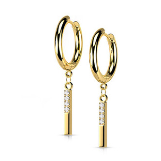 OPN1842-GD Zlacené visací ocelové náušnice