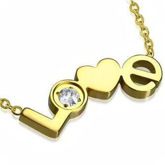 OPE1066 Zlacený ocelový řetízek s textem LOVE