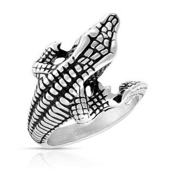 OPR0123-67 Ocelový prsten - krokodýl