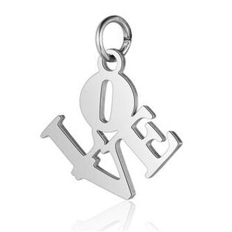 OPP1638 Malý ocelový přívěšek s kroužkem - LOVE