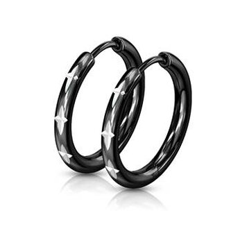 OPN1638K-16 Černé ocelové náušnice s křížkovým dekorem