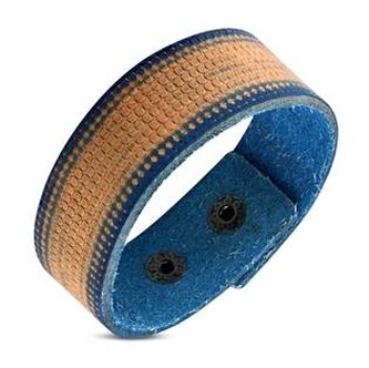 NR1189-BLBR Modrohnědý pánský kožený náramek