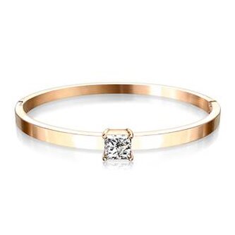 OPA1645-RD Zlacený otevírací ocelový náramek s kamínkem