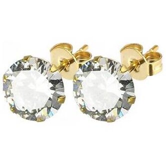 OPN1415-06 Pozlacené ocelové náušnic - zirkony 6 mm