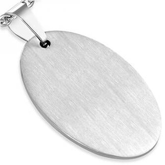DR1204 Ocelový přívěšek - matná destička ovál 25 x 35 mm