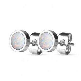 NBP71-OP17 Ocelové náušnice s opály 8 mm
