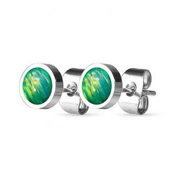 NBP71-OP11 Ocelové náušnice s opály 8 mm