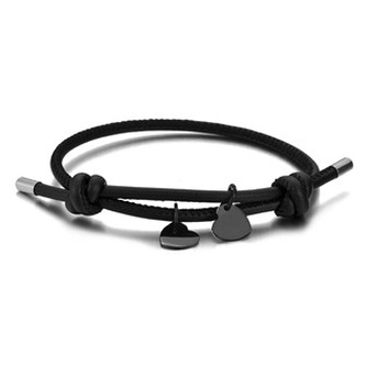 OPA301-K Kožený náramek s černými srdíčky - srdce