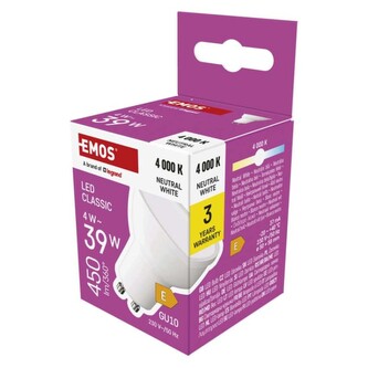 Emos LED žárovka Classic MR16 / GU10 / 4 W (39 W) / 450 lm / neutrální bílá
