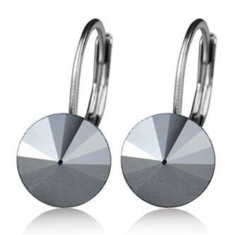 NBS08-JH Ocelové náušnice s krystaly Swarovski® BLACK JET HEMATITE