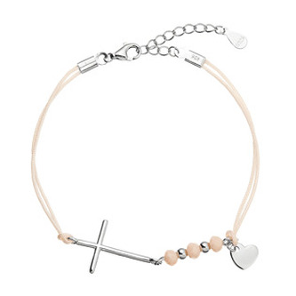 EG7662 Kabbalah náramek se stříbrným křížem a srdíčkem
