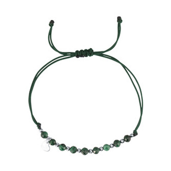 EG7683 Textilní náramek zelený s korálky z malachitu