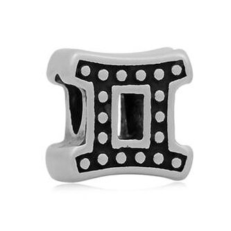 K0012-06 Navlékací ocelový přívěšek korálek - znamení blíženci - znamení zvěrokruhu