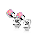 KM2030-04 Titanové náušnice s kulatým opálem 4 mm