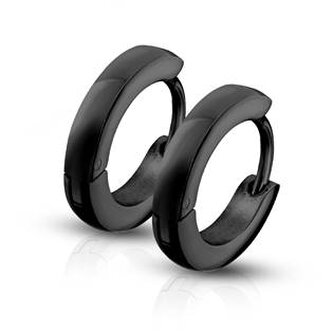 OPN1086-K Černé ocelové náušnice - kroužky