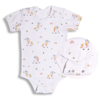 Rostoucí bodyčko pro miminka KR Unicorn; Barva: bílá; Velikost: 92 - 98