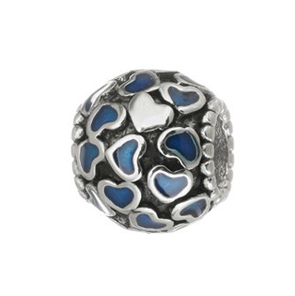 K0100 Navlékací ocelový přívěšek korálek se srdíčky - srdce