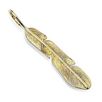 OPP1116-GD Zlacený ocelový přívěšek peříčko - pírka