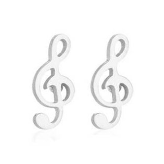 OPN1670-ST Ocelové náušnice - houslový klíč - hudba