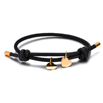 OPA301-RD Kožený náramek se zlacenými srdíčky - srdce