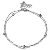 RN1129-ST Dvojitý ocelový náramek na nohu s kuličkami