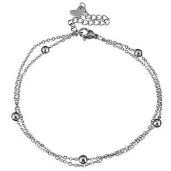 RN1129-ST Dvojitý ocelový náramek na nohu s kuličkami