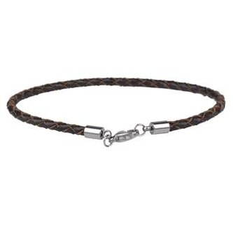 NR1268-BR Hnědý splétaný náramek koženka