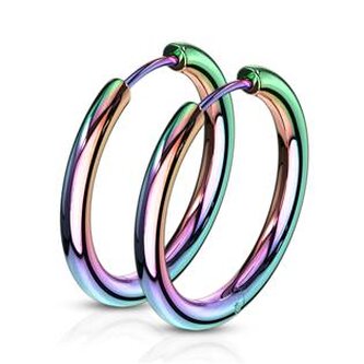 OPN1119W-21 Duhové ocelové náušnice - kruhy 21 mm