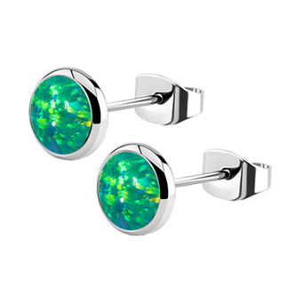 NB1-OP11 Ocelové náušnice, OPÁL 6 mm