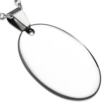 DR1076 Ocelový přívěšek - destička ovál 25 x 35 mm