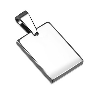 DR1326-ST Ocelový přívěšek, mini obdélníková destička 15 x 23 mm