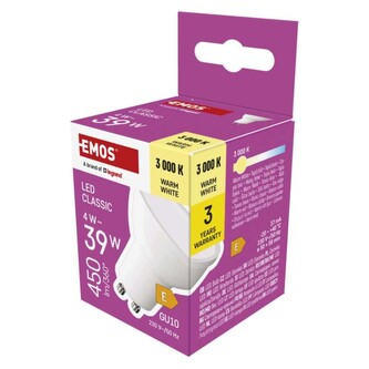 Emos LED žárovka Classic MR16 / GU10 / 4 W (39 W) / 450 lm / teplá bílá