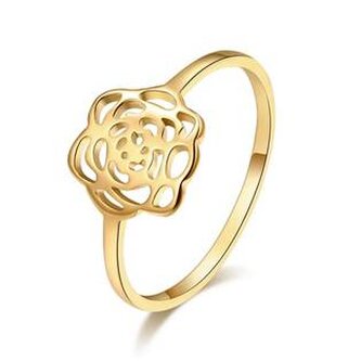 OPR1853-50 Zlacený ocelový prsten růžička