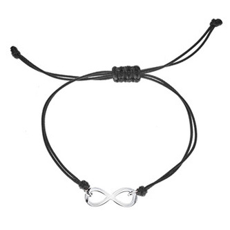 ON017K Černý textilní náramek nekonečno - nekonečno - ležatá osmička