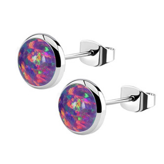 NB2-OP39 Ocelové náušnice s opálem 8 mm