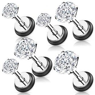 FP104-06 Piercingová náušnice, čirý zirkon - 1 kus