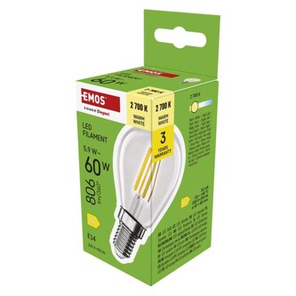Emos LED žárovka Filament Mini Globe / E14 / 5,9 W (60 W) / 806 lm / teplá bílá