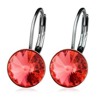 NBS08-PR Ocelové náušnice s krystaly Swarovski®, PADPARDSCHA