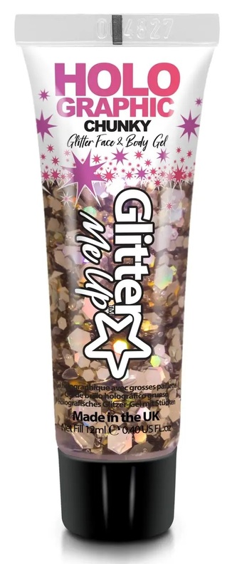 PaintGlow Glitrový gel holografický Chunky - Zlatý "Golden Girl", 12 ml