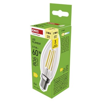 Emos LED žárovka Filament svíčka / E14 / 5,9 W (60 W) / 806 lm / teplá bílá