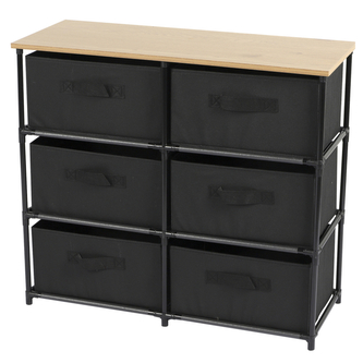 DOCHTMANN Regál s úložnými boxy černý 6 polic 75,5x29,7x68cm