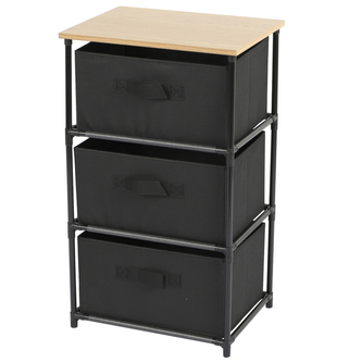 DOCHTMANN Regál s úložnými boxy černý 3 police 39x30x68cm