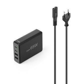 Hama USB nabíjecí stanice GaN, 2x USB-C PD, 2x USB-A QC, 65 W