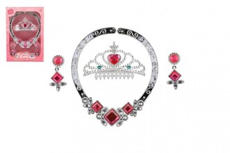 Sada krásy plast korunka, náhrdelník, naušnice v krabičce 15x22cm